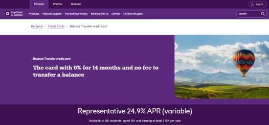 Royal Bank of Scotland credit card with balance transfer