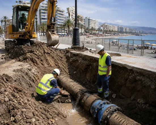 Where Did the Burst Pipe Occur on the Costa Del Sol